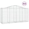 vidaXL Cestos gabi&atilde;o arqueados 15 pcs 200x50x100/120 ferro galvanizado