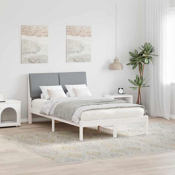 vidaXL Estrutura da cama Branco e cinza claro 120 x 190 cm