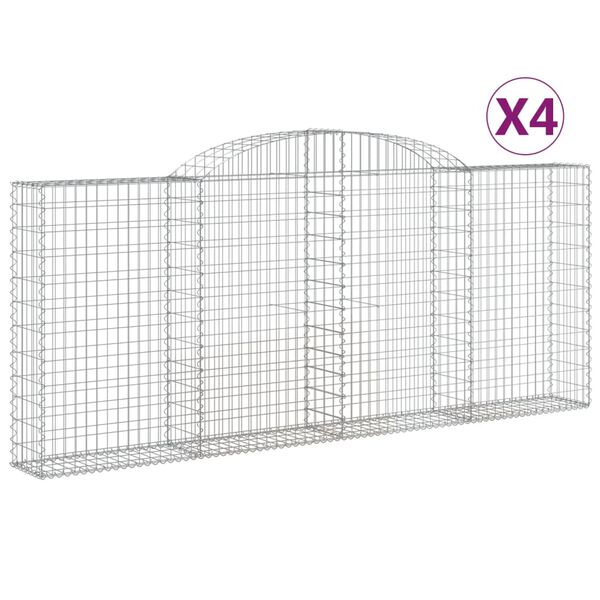 vidaXL Cestos gabi&atilde;o arqueados 4pcs 300x30x120/140cm ferro galvanizado