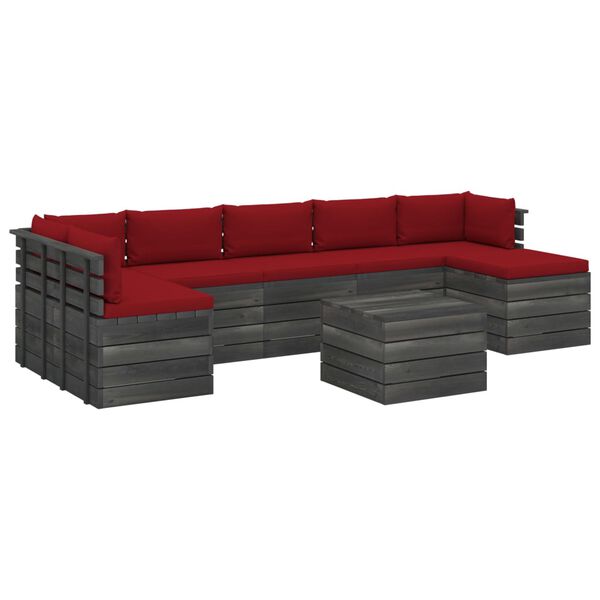 vidaXL 8 pcs conjunto lounge de paletes com almofad&otilde;es pinho maci&ccedil;o