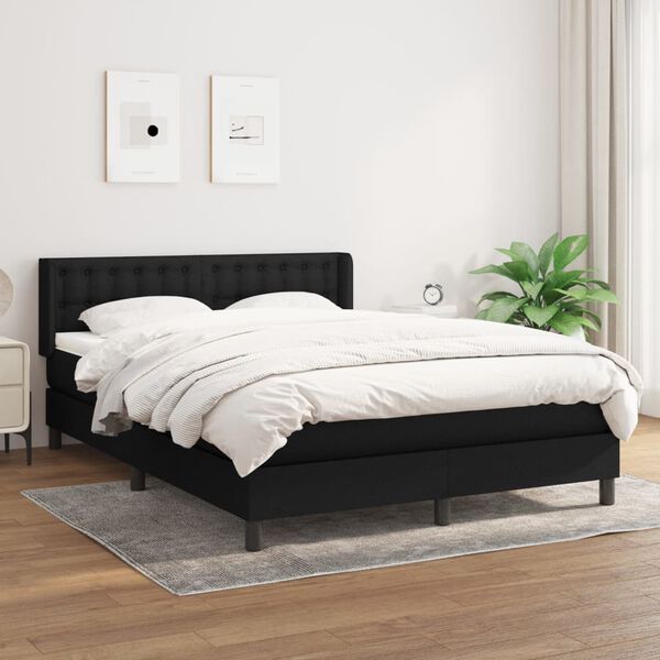 vidaXL Cama com molas/colch&atilde;o 140x200 cm tecido preto