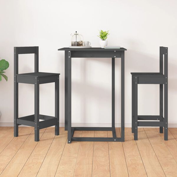 vidaXL Cadeiras de bar 2 pcs 40x41,5x112 cm pinho maciço cinzento