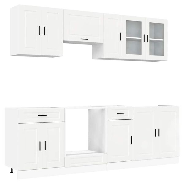 vidaXL 8 pe&ccedil;as arm&aacute;rio de cozinha conjunto Kalmar branco brilhante