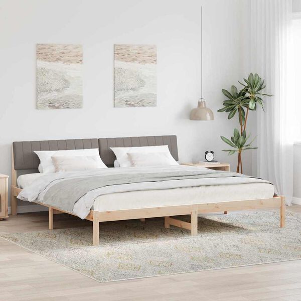 vidaXL Estrutura da cama com cabeceira Marrom e taupe 150 x 200 cm