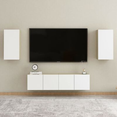 vidaXL Móvel de TV 30,5x30x60 cm contraplacado branco/carvalho sonoma