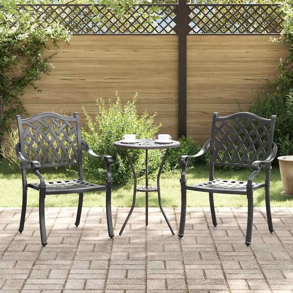 vidaXL Cadeira de Jardim 2 pcs Preto 56 x 55 x 92.5cm Alum&iacute;nio