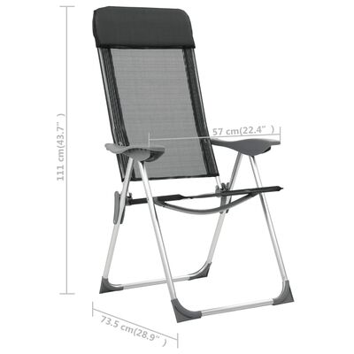 vidaXL Cadeiras de campismo dobráveis 4 pcs alumínio preto