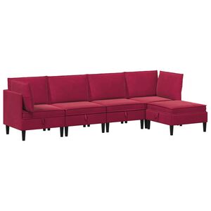 vidaXL Conjunto de M&oacute;veis para Sala de Estar 5 pcs Vinho Vermelho