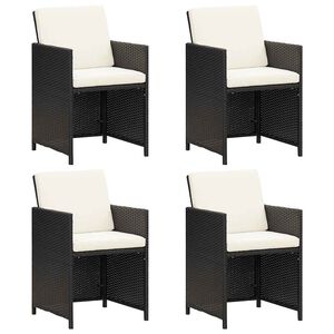 vidaXL Cadeiras de jantar p/ jardim com almofad&otilde;es 4 pcs vime PE preto