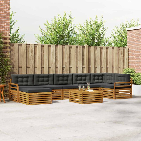 vidaXL Conjuntos de sof&aacute;s com almofada 8 pcs Natural e Antracite