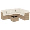vidaXL 7 pcs conjunto de sof&aacute;s p/ jardim com almofad&otilde;es vime PE bege