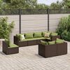 vidaXL 8 pcs conjunto lounge de jardim c/ almofad&otilde;es vime PE castanho