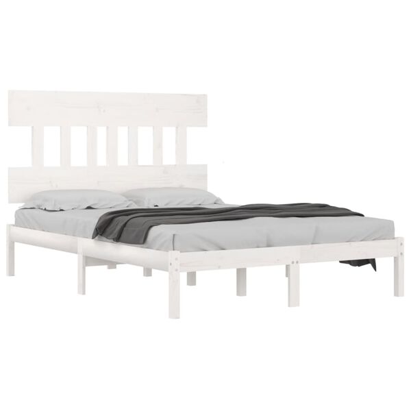 vidaXL Estrutura de cama 160x200 cm madeira maciça branco