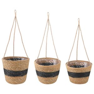 vidaXL 3 unid. Natural e Preto &Oslash;26 x 19 cm 100% Erva marinha