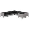 vidaXL 8 pcs conj. lounge jardim c/ almofad&otilde;es vime PE cinzento-escuro
