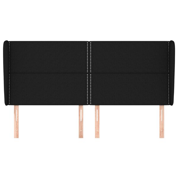 vidaXL Cabeceira de cama c/ abas tecido 203x23x118/128 cm preto