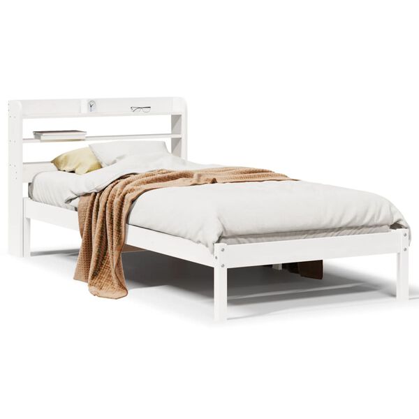 vidaXL Cama sem colch&atilde;o 90x200 cm madeira de pinho maci&ccedil;a branco