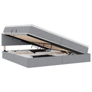vidaXL Cama com arruma&ccedil;&atilde;o e colch&atilde;o Cinzento-claro 200 x 200 cm