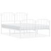 vidaXL Estrutura de cama com cabeceira e p&eacute;s 140x190 cm metal branco
