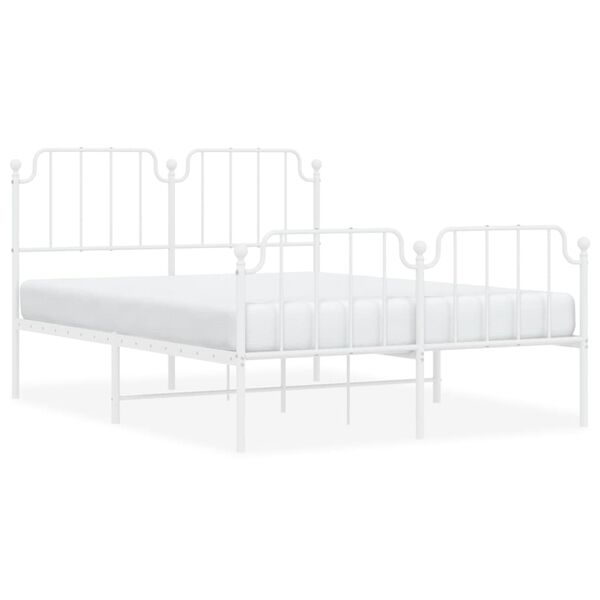 vidaXL Estrutura de cama com cabeceira e p&eacute;s 140x190 cm metal branco