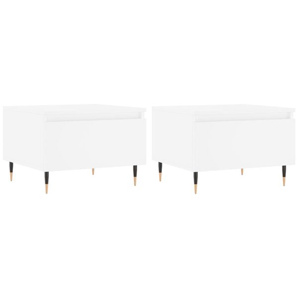 vidaXL Mesas de centro 2 pcs 50x46x35 cm derivados de madeira branco