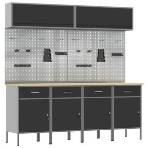 vidaXL Conjunto de Arm&aacute;rios de Trabalho com gaveta Manual 10 pcs Preto