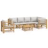 vidaXL 7 pcs conj. lounge de jardim bambu c/ almofad&otilde;es cinzento-claro