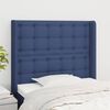 vidaXL Cabeceira de cama c/ abas tecido 93x16x118/128 cm azul