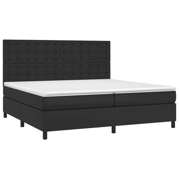 vidaXL Cama com molas/colch&atilde;o 200x200 cm couro artificial preto