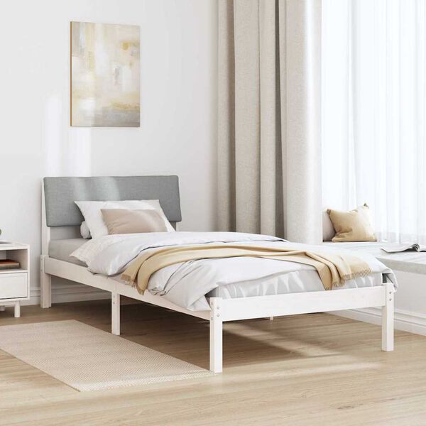 vidaXL Estrutura da cama Branco e cinza claro 90 x 190 cm