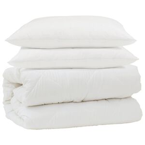 vidaXL Conjunto de Edredom 3 pcs Branco Microfibra e Penas de Ganso