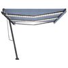 vidaXL Toldo retr&aacute;til manual com LED 600x350 cm azul e branco