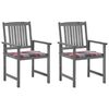 vidaXL Cadeiras de jardim com almofad&otilde;es 2 pcs ac&aacute;cia maci&ccedil;a cinza