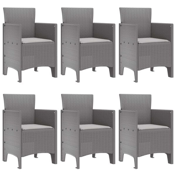 vidaXL Conjunto de Jantar para Jardim 7 pcs Cinzento-claro Rattan Polt
