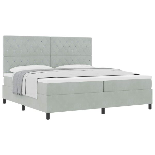 vidaXL Cama Box com colch&atilde;o Cinzento-claro 200 x 200 cm tecido