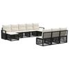 vidaXL Conjunto de Sof&aacute; de Jardim 10 unid. Preto vime PE