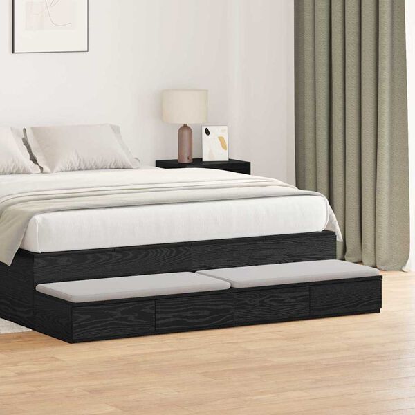 vidaXL Gavetas de cama com gaveta Carvalho Preto 160 x 36,5 x 16,5 cm