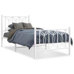 vidaXL Estrutura de cama com cabeceira e pés 80x200 cm metal branco