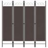 vidaXL Divis&oacute;ria de quarto com 4 pain&eacute;is 160x180 cm castanho