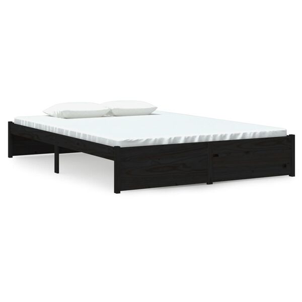 vidaXL Estrutura de cama 140x200 cm madeira maci&ccedil;a preto
