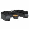 vidaXL 11 pcs conjunto sof&aacute;s de jardim c/ almofad&otilde;es vime PE preto