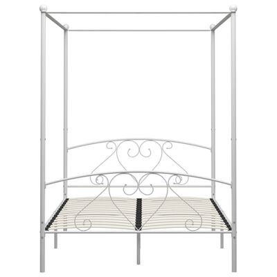 vidaXL Estrutura de cama com dossel metal branco 140x200 cm