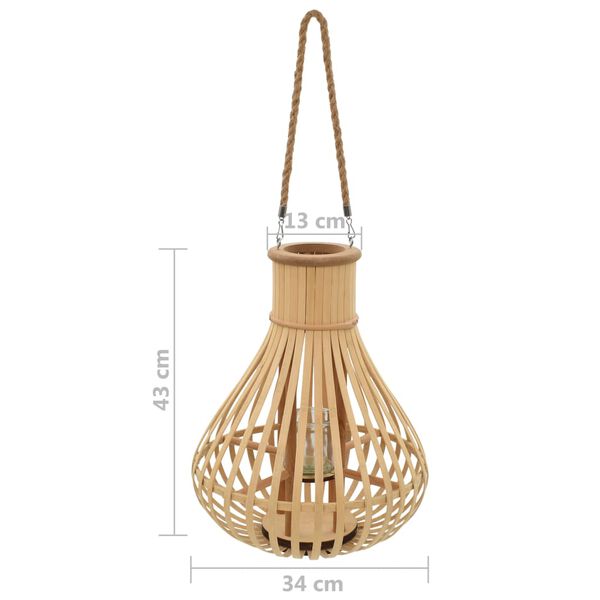 vidaXL Suporte para vela suspenso em bambu natural