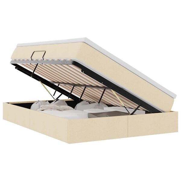 vidaXL Cama com arruma&ccedil;&atilde;o e colch&atilde;o Creme 140 x 200 cm Poli&eacute;ster