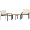 vidaXL Conjunto de M&oacute;veis para Exterior 3 pcs Branco Creme vime PE
