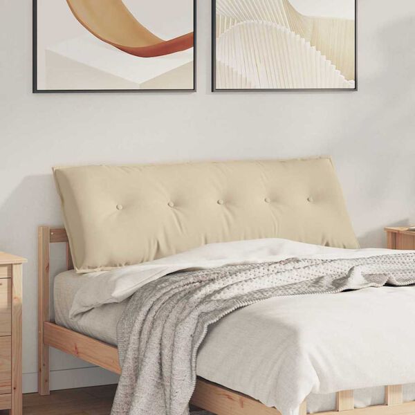 vidaXL Travesseiro para Costas Creme 140 x 50 cm Tecido de Microfibra