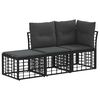 vidaXL Conjunto de Sof&aacute;s para Exterior 3 pcs Preto Poli&eacute;ster