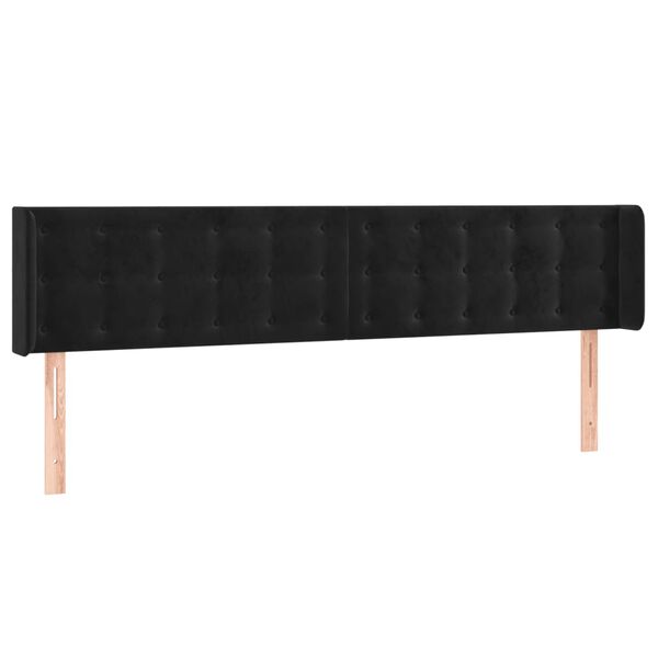 vidaXL Cabeceira de cama c/ luzes LED veludo 183x16x78/88 cm preto