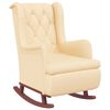 vidaXL Poltrona baloi&ccedil;o c/ p&eacute;s em seringueira maci&ccedil;a veludo cor creme