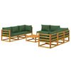 vidaXL 9 pcs conj. lounge jardim madeira c/almofadões verdes